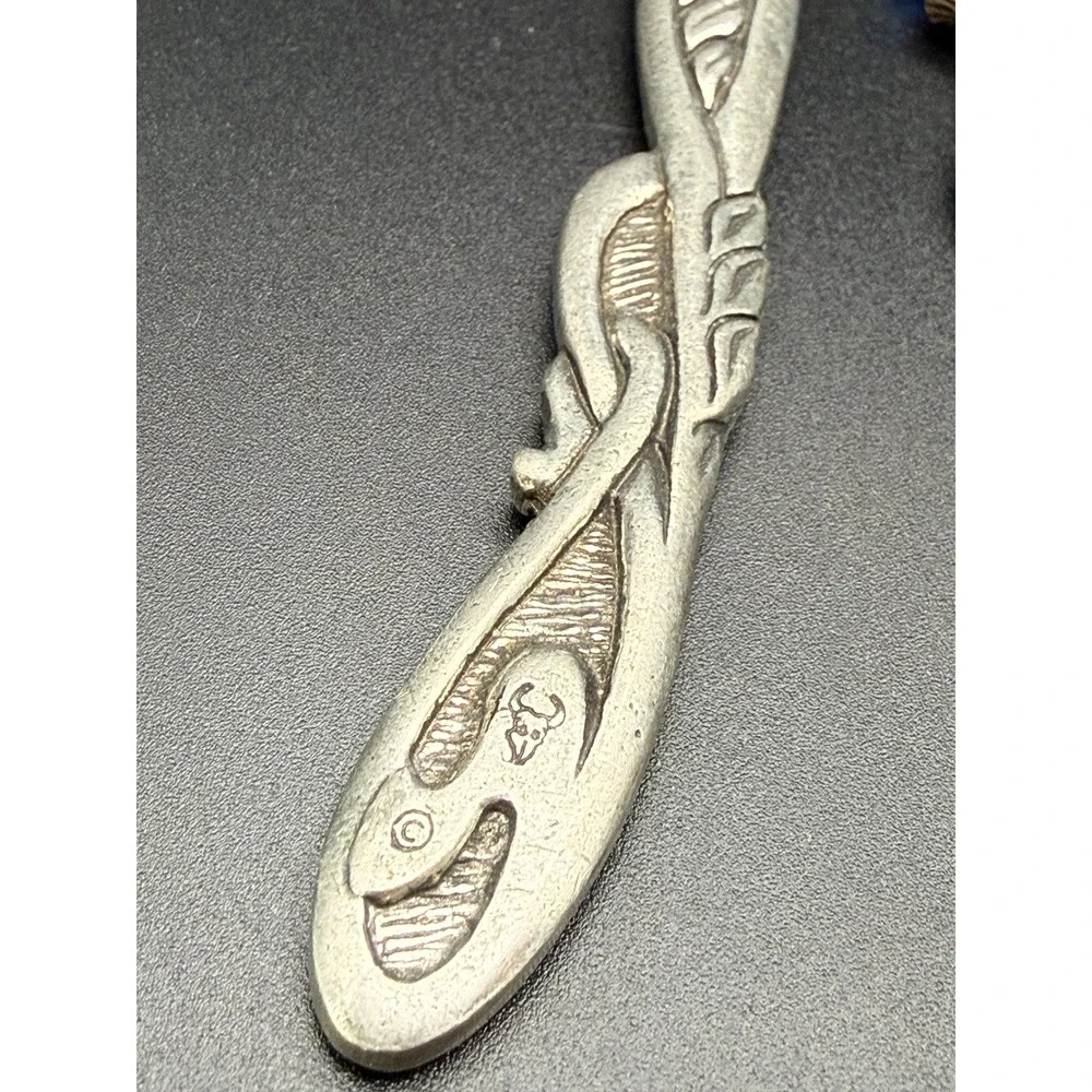 Silver Tone Celtic Scroll Shepherd Hook Bookmark Blue Glass Bead Inspire Charm
